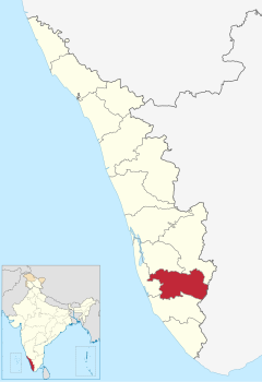 Localizacion del districte de Pathanamthitta en Kerala