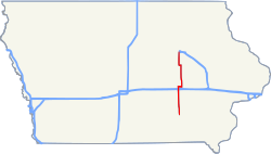 Map of Iowa Highway 21