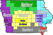 Regions of Iowa IowaRegions2012.png