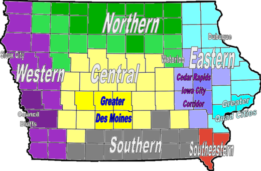 Regions of Iowa.