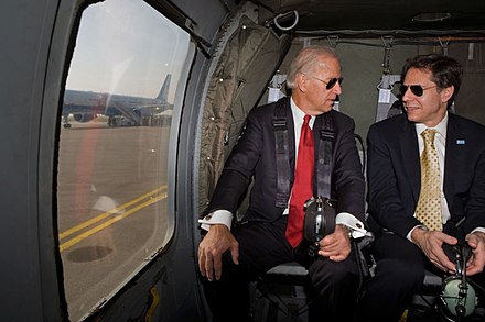 Blinken and Biden on a trip to Kosovo, May 22, 2009