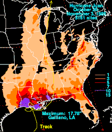 Rainfall map of rainfall related to Hurricane Juan Juan 1985 rainfall.gif