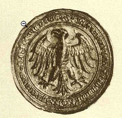 Imperial eagle in a seal used by Charles IV in 1349.