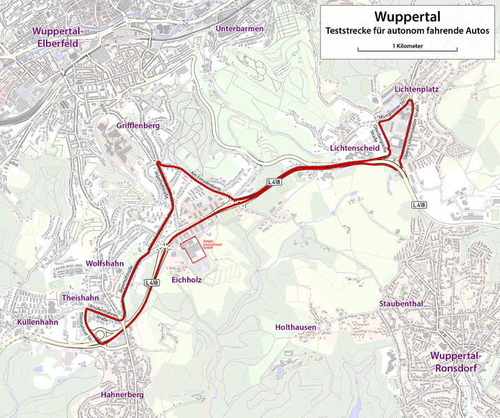 File:Karte Wuppertal - Teststrecke für autonom fahrende Autos.png