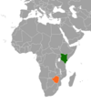 Location map for Kenya and Zimbabwe.