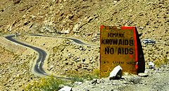 "Know AIDS - No AIDs". Nubra Valley, Ladakh, India.