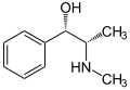 de: Struktur von L(−)-Pseudoephedrin; en: Structure of L(−)-pseudoephedrine