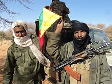 Tuareg separatist rebels in Mali, January 2012 Le Mali confronte aux sanctions et a lavancee des rebelles islamistes (6904946068).jpg