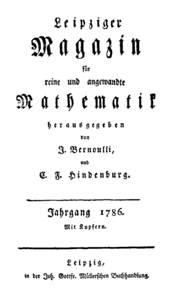 Leipziger Magazin für reine und angewandte Mathematik 1786 Titel.png
