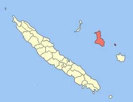 Location of the commune (in red) within New Caledonia