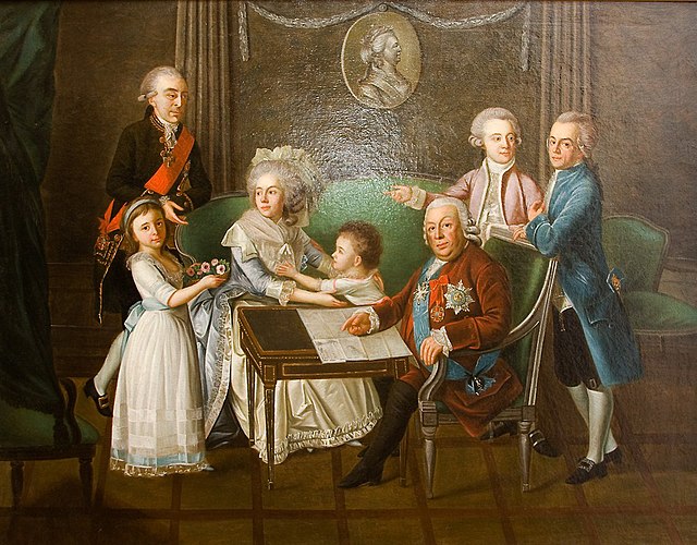Prince Mikhail Nikitich Volkonsky with sons Leo and Pavel, with daughter Anna, her husband Alexander Prozorovsky, and granddaughters Elizabeth and Ann