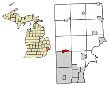 Macomb County Michigan Incorporated and Unincorporated areas Utica Highlighted.svg