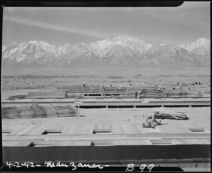 File:Manzanar Relocation Center, Manzanar, California. Construction begins at Manzanar, now a War Reloca . . . - NARA - 536848.tif