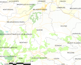 Mapa obce Alaigne
