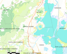 Mapa obce Peyriac-de-Mer