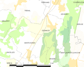 Mapa obce Cesancey