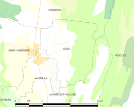 Mapa obce Cézia