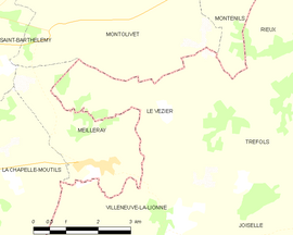Mapa obce Le Vézier
