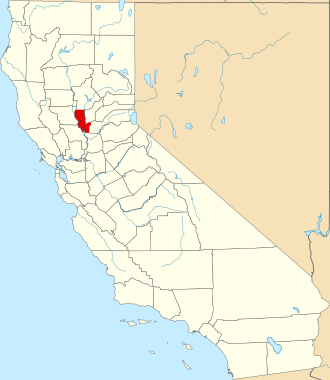 Location of Sutter County in California Map of California highlighting Sutter County.svg