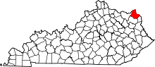 Harta e Greenup County në Kentucky