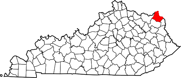 Map of Kentucky highlighting Greenup County
