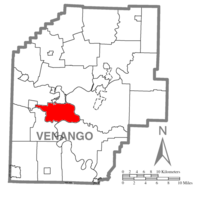  Karte von Venango County, Pennsylvania mit Hervorhebung von Sandycreek Township 