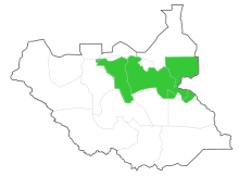 In South Sudan, the Nuer are primarily located in the northeast of the country Map of the Nuer in South Sudan.svg