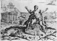 Eau-forte de Marco Dente intitulée La Mort de Laocoon (1510).