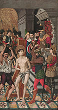 Flagel·lació de sant Vicenç, taula del retaule de Sant Vicenç de Sarrià. Museu Nacional d'Art de Catalunya