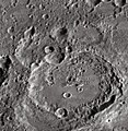 English: Maurolycus lunar crater as seen from Earth with satellite craters labeled