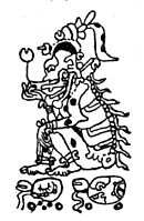 Fig. 3. Ahpuch, God of Death (note his name glyphs, below).