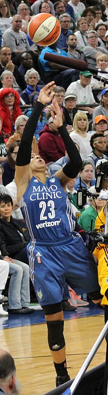 Moore at the 2016 WNBA Finals Maya Moore basket 20161011.JPG