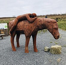 Statue of 'Yr Arwr', at Coed Ffos Las. Memorial Statue at Ffos Las.jpg