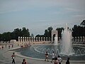 WWII memorial at dusk