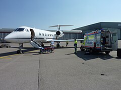 Gulfstream IV assurant la mission d'ambulance aérienne