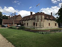 View from the moat at Rochford Hall Moat at Rochford Hall, Essex.jpg