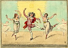 Charles Didelot (center) dances in Alonzo e Caro (1796) Modern grace, -or- the operatical finale to the ballet of Alonzo e Caro.jpg