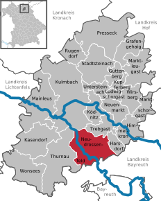 Poziția comunei Neudrossenfeld pe harta districtului Kulmbach
