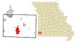 Newton County Missouri Incorporated and Unincorporated areas Neosho Highlighted.svg