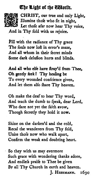 The translation by Winkworth, printed in 1879 O Christ, our true and only Light (Winkworth).jpg