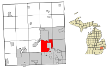 Oakland County Michigan Incorporated and Unincorporated areas Bloomfield Township highlighted.svg