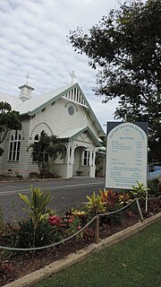 Thumbnail for File:Our Lady Star of the Sea Catholic Church, corner of Goondoon Street and Herbert Street (view from Herbert St), Gladstone, 2014 (portrait).JPG