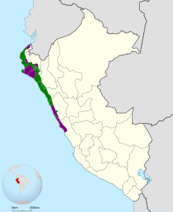 Distribución geográfica del cortarramas peruano.