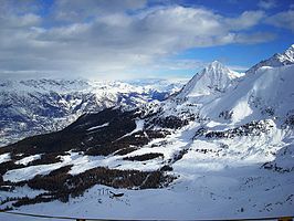 het skigebied van Pila