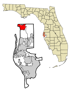 Pinellas County Florida Incorporated and Unincorporated areas Tarpon Springs Highlighted.svg