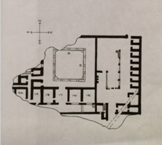 Floor plan of the villa at Boscotrecase. The cubicula where the frescoes were originally located are labeled.