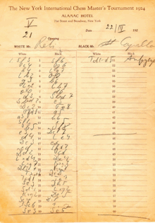 New York 1924, Round 5: Capablanca loses against Reti!