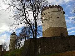 Le château de Plesse avec ses deux bergfrieds.
