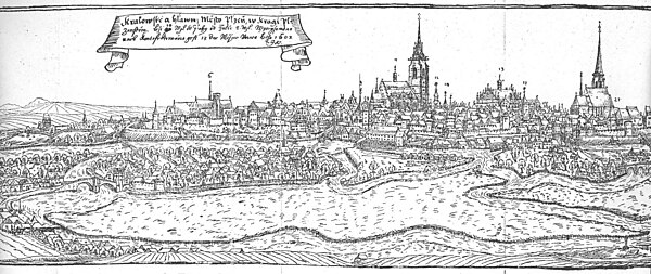 Engraving of Plzeň from 1602