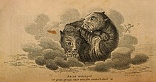 David Claypoole Johnston illustration for Mack's "The Cat-Fight" (1824) Raisd such a gust Of yowls growls hair shrieks smoke and dust etc - D.C. Johnston 1824.jpg
